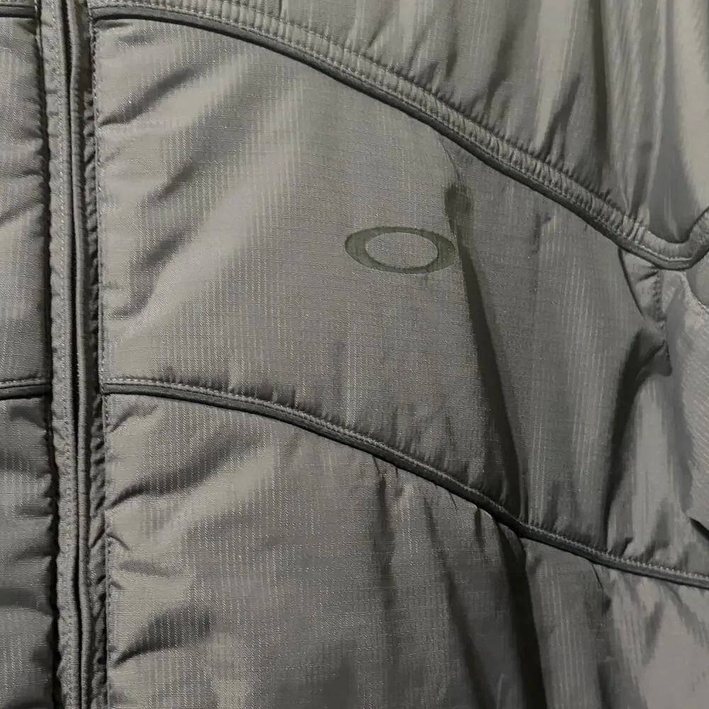 Vintage Y2K Oakley Software Center Logo Insulated Nylon Jacket Grey Mens XL